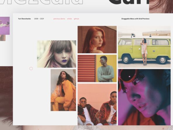 Draggable Menu with Image Grid Previews